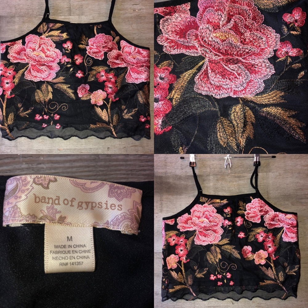 Band of Gypsies Embroidered mesh tank